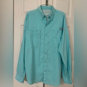 Columbia Aqua PFG Shirt Long Sleeve Mens